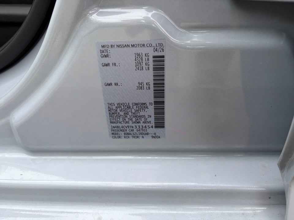 2026 Nissan Altima SR FWD