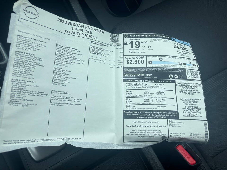 2026 Nissan Frontier King Cab S 4x4