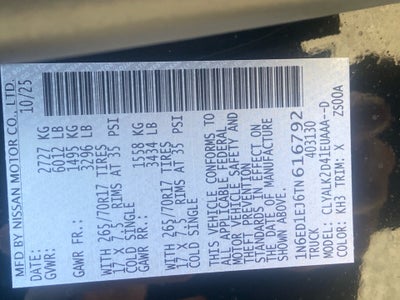 2026 Nissan Frontier Crew Cab PRO-X 4x2