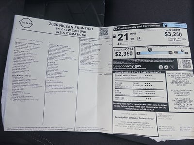 2026 Nissan Frontier Crew Cab SV 4x2