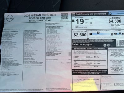 2026 Nissan Frontier Crew Cab SV 4x4