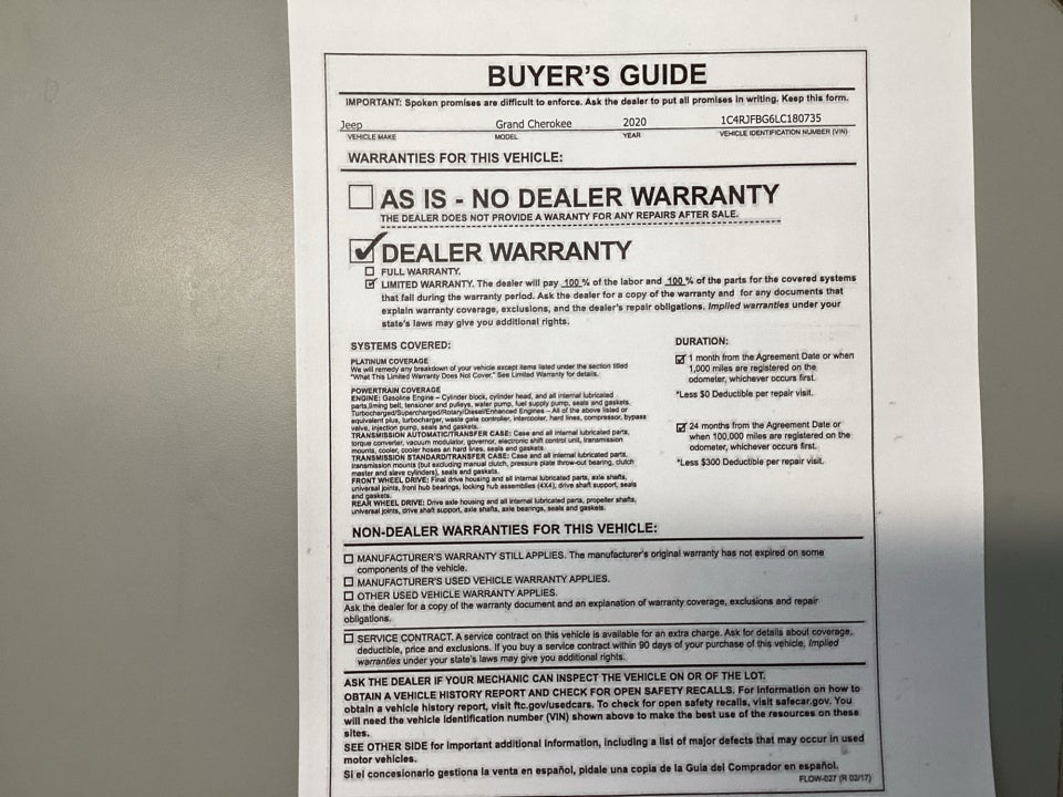 2020 Jeep Grand Cherokee Limited 4X4