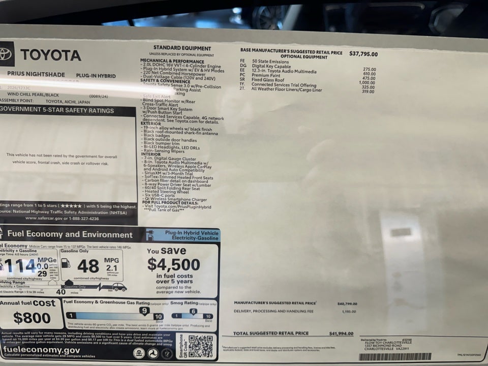 2026 Toyota PRIUS NIGHTSHADE Nightshade
