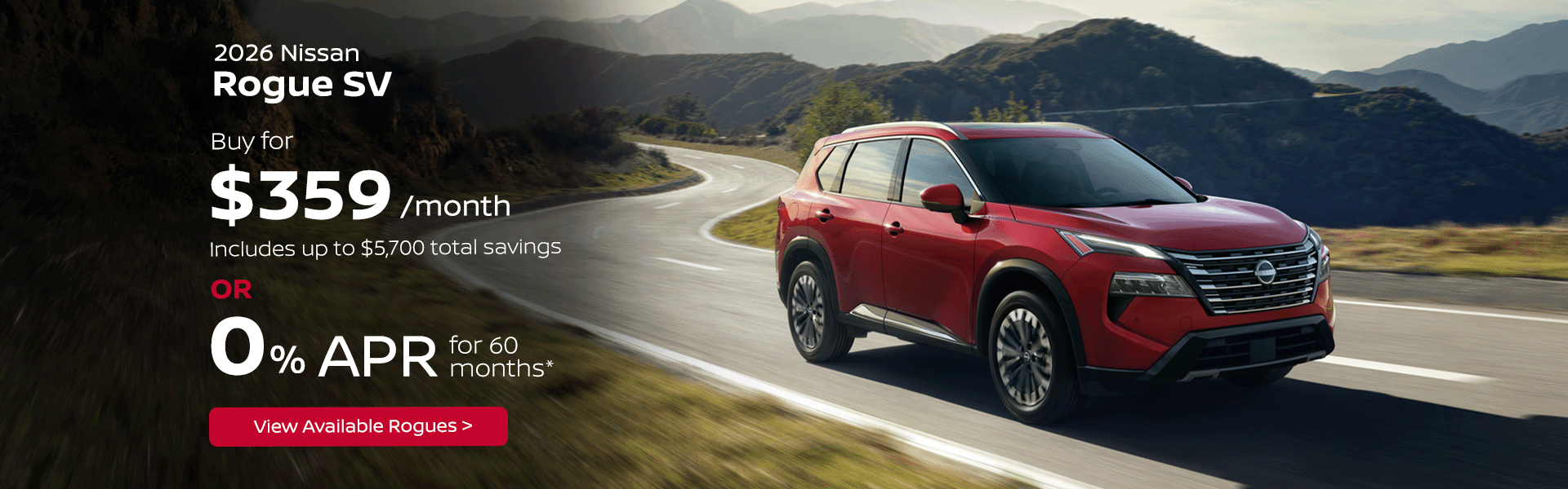 2026 Nissan Rogue SV Lease and APR Special